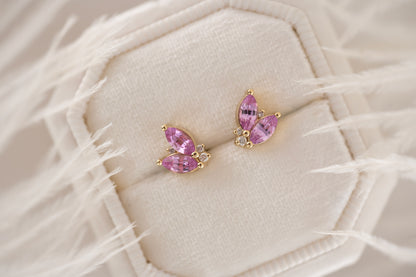 Sprite Stud Earrings - Pink Sapphire - Lavender Creek Gems 