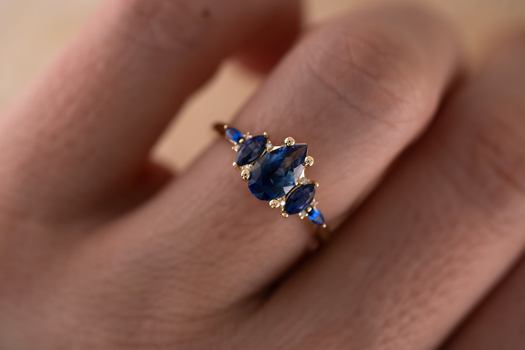 The Maeve 1.1 CT Pear Blue Sapphire Ring