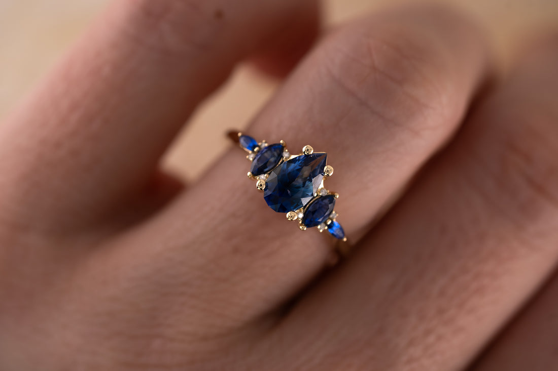 The Maeve 1.1 CT Pear Blue Sapphire Ring - Lavender Creek Gems 