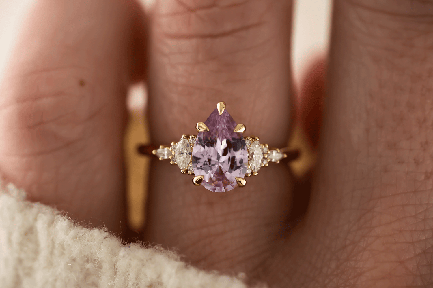 The Maeve Ring | 1.96 CT Pear Pink Sapphire