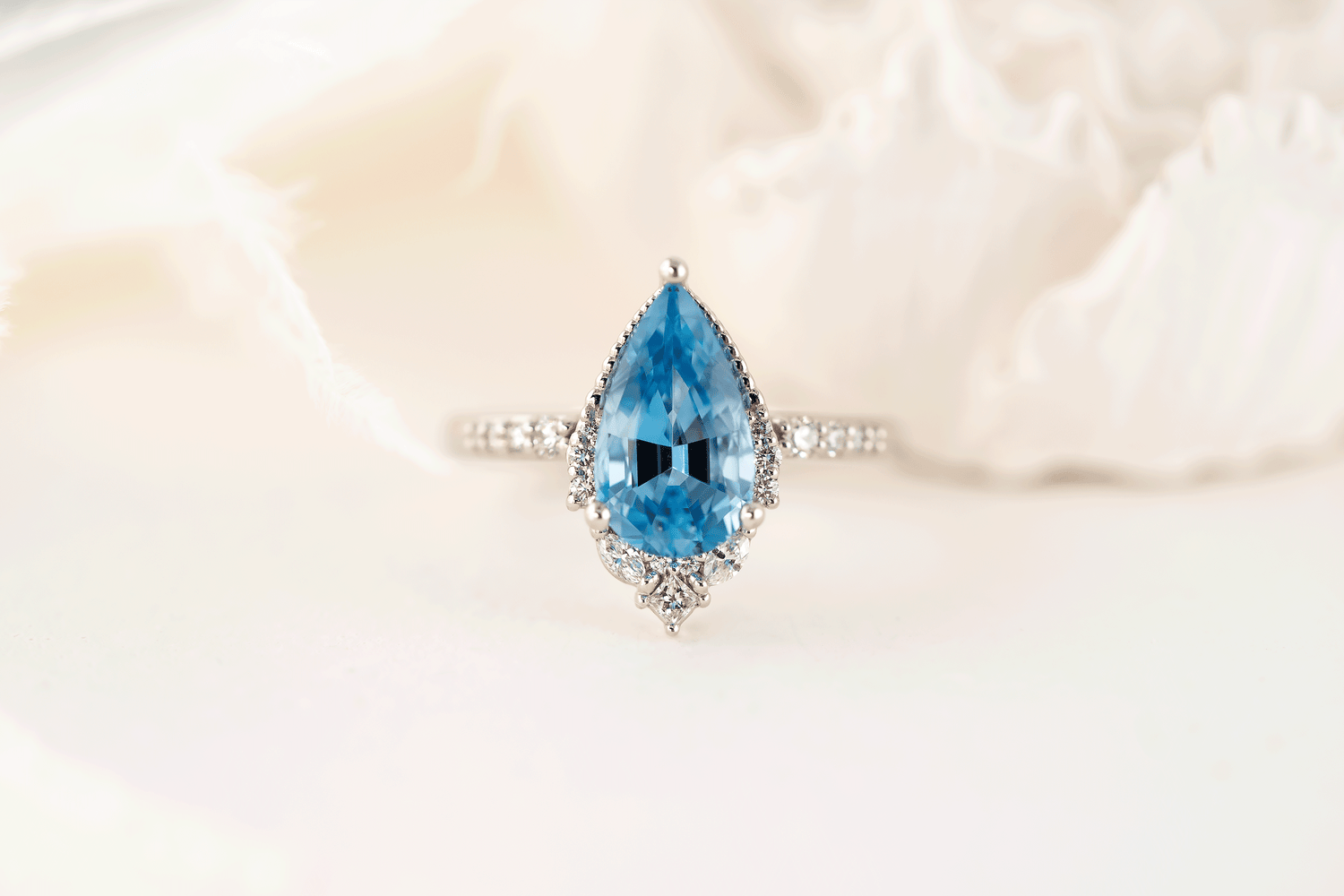 The Charlotte Ring | 1.96 CT Pear Aquamarine - Lavender Creek Gems 