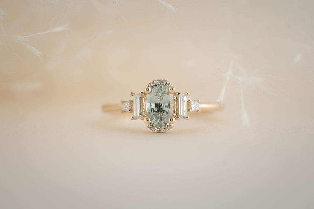 The Sura 0.98 CT Oval Mint Green Sapphire Ring