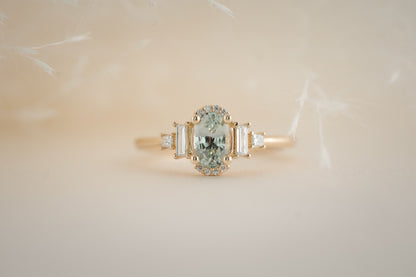 The Sura 0.98 CT Oval Mint Green Sapphire Ring - Lavender Creek Gems 