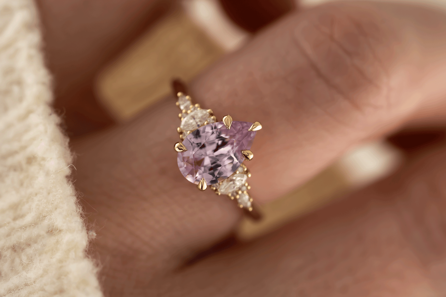 The Maeve Ring | 1.96 CT Pear Pink Sapphire