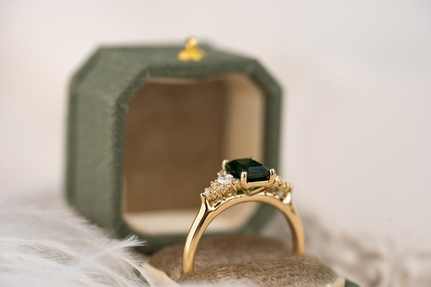 The Maeve Ring | 1.24 CT Emerald Cut Tsavorite Garnet - Lavender Creek Gems 