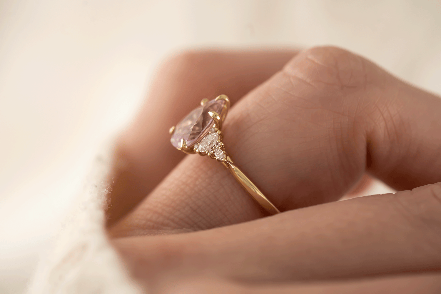 The Maeve Ring | 1.96 CT Pear Pink Sapphire