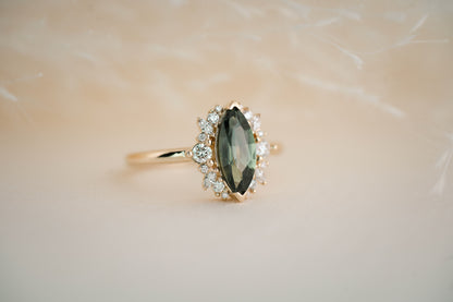 The Eleanor 1.46 CT Marquise Green Sapphire Ring - Lavender Creek Gems 