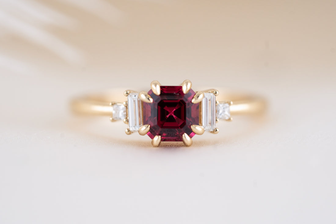 The Mira Ring | 0.98 CT Asscher Red Spinel - Lavender Creek Gems