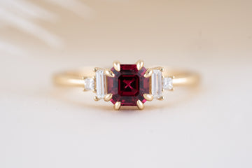 The Mira Ring | 0.98 CT Asscher Red Spinel - Lavender Creek Gems 