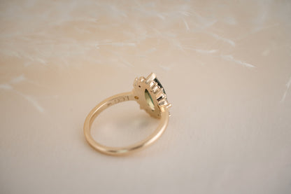 The Eleanor 1.46 CT Marquise Green Sapphire Ring - Lavender Creek Gems 
