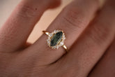 The Eleanor 1.46 CT Marquise Green Sapphire Ring - Lavender Creek Gems 