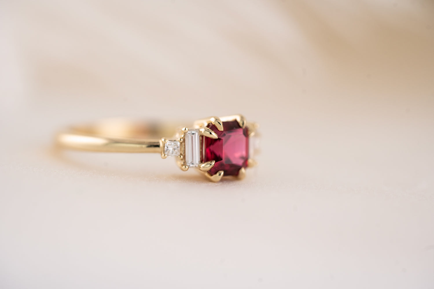 The Mira Ring | 0.98 CT Asscher Red Spinel - Lavender Creek Gems 