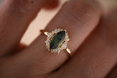 The Eleanor 1.46 CT Marquise Green Sapphire Ring - Lavender Creek Gems 