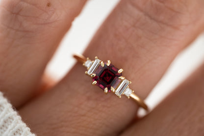 The Mira Ring | 0.98 CT Asscher Red Spinel - Lavender Creek Gems 