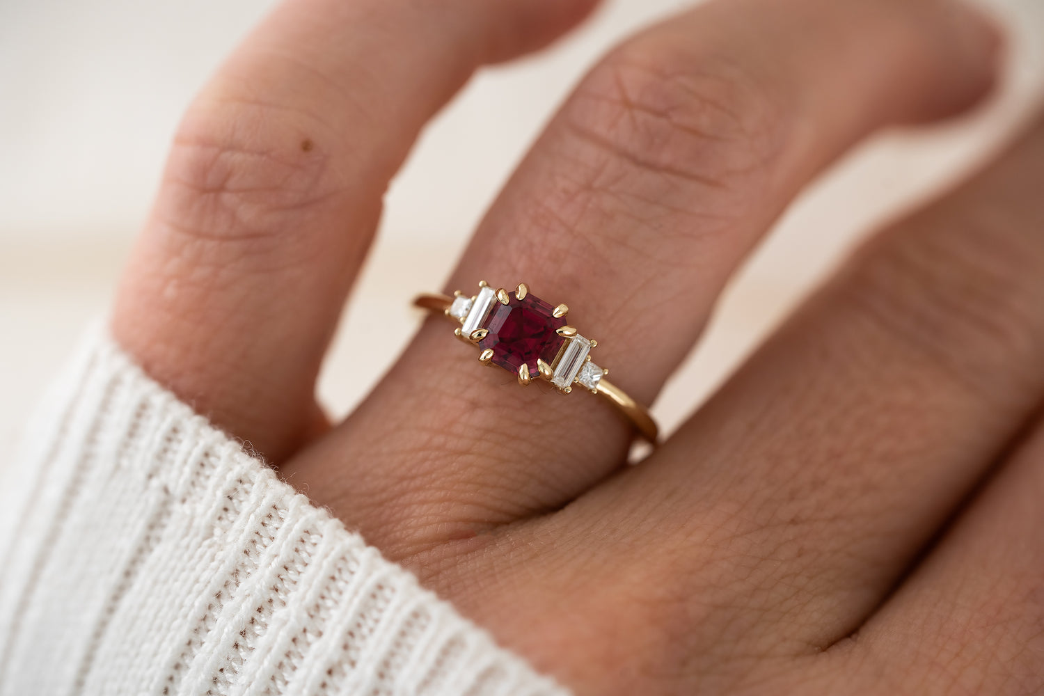 The Mira Ring | 0.98 CT Asscher Red Spinel - Lavender Creek Gems 