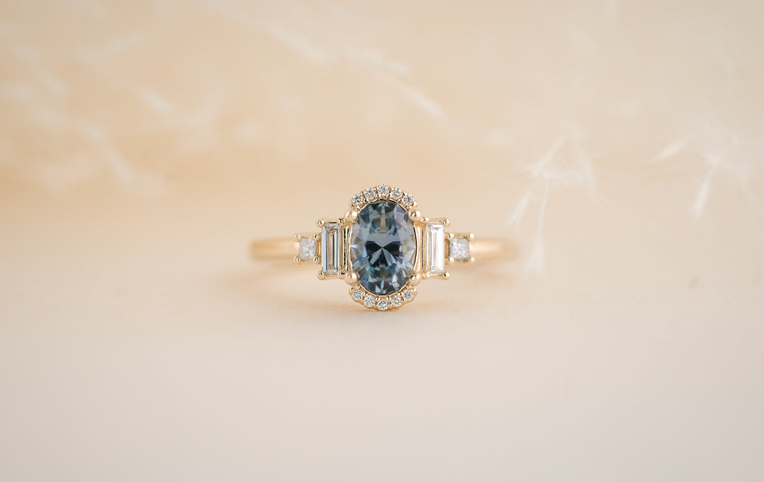 The Sura 0.72 CT Oval Blue Sapphire Ring - Lavender Creek Gems 
