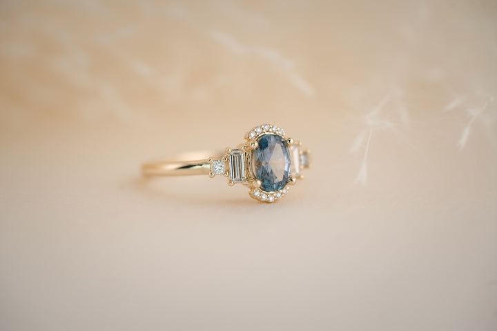 The Sura 0.72 CT Oval Blue Sapphire Ring