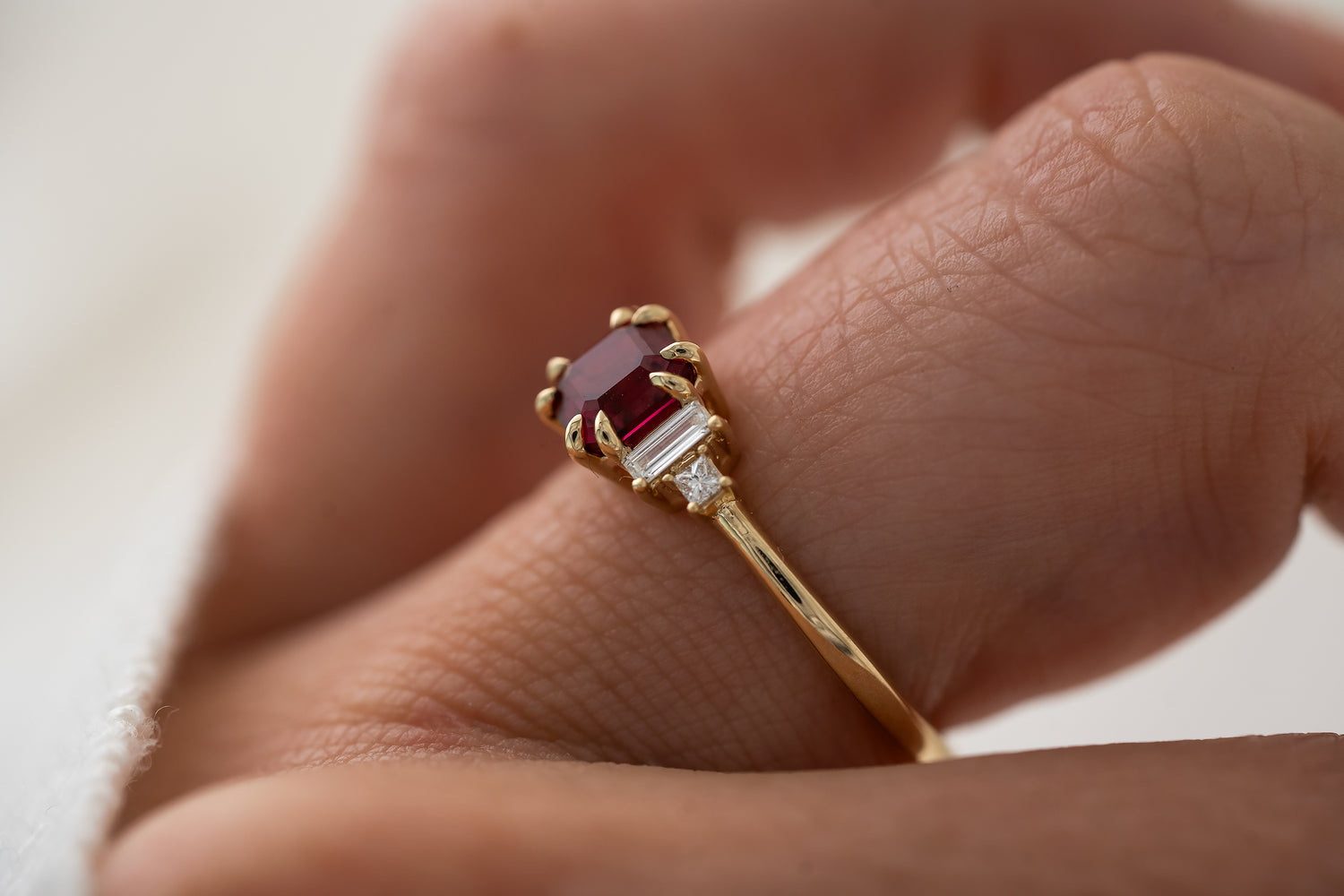 The Mira Ring | 0.98 CT Asscher Red Spinel - Lavender Creek Gems 