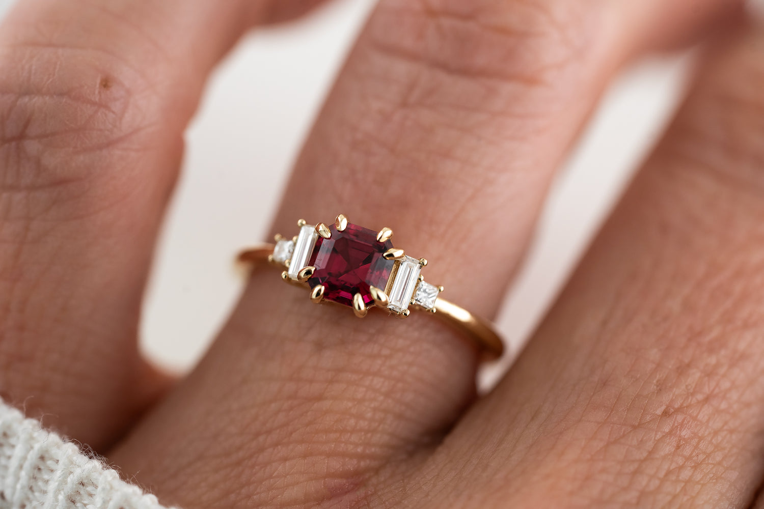 The Mira Ring | 0.98 CT Asscher Red Spinel - Lavender Creek Gems 