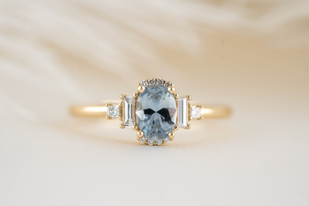 The Sura Ring | 0.7 CT Oval Light Blue Sapphire - Lavender Creek Gems 