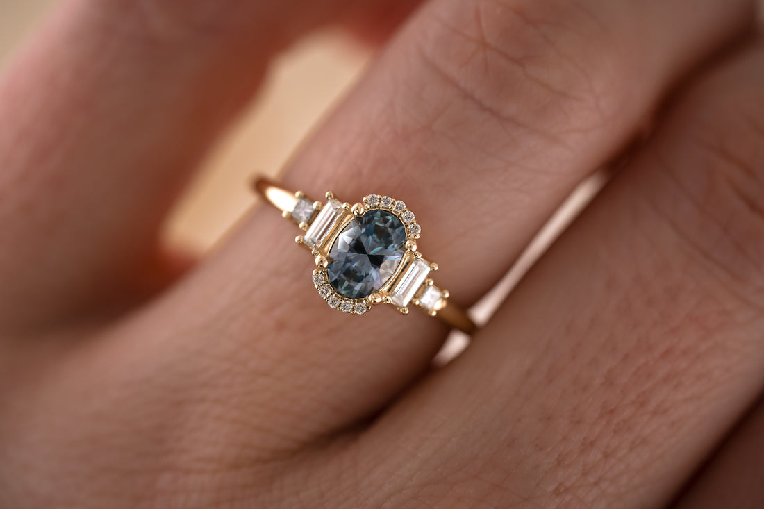 The Sura 0.72 CT Oval Blue Sapphire Ring - Lavender Creek Gems 