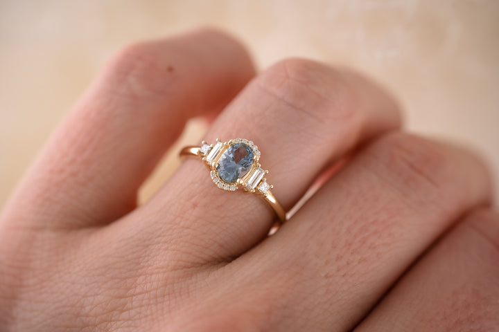 The Sura 0.72 CT Oval Blue Sapphire Ring