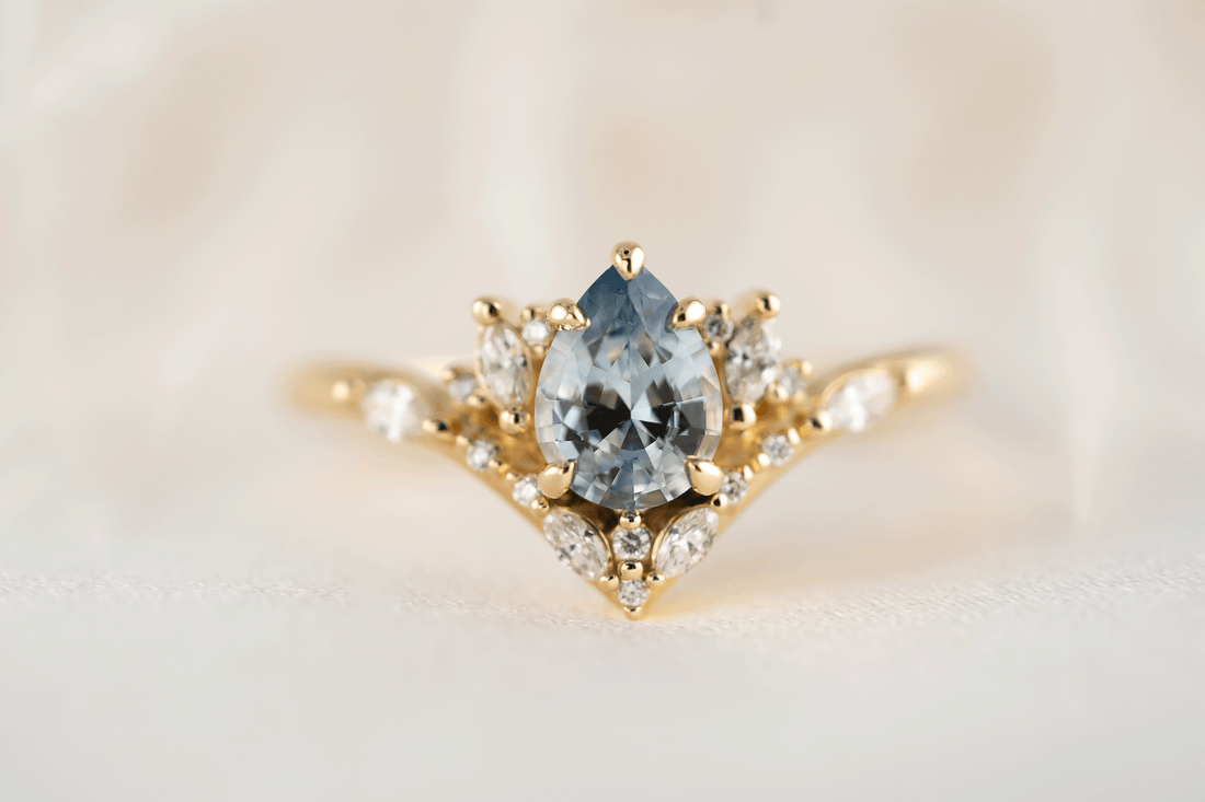 The Aurora Ring | 0.88 CT Pear Blue Sapphire - Lavender Creek Gems