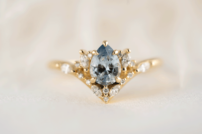 The Aurora Ring | 0.88 CT Pear Blue Sapphire