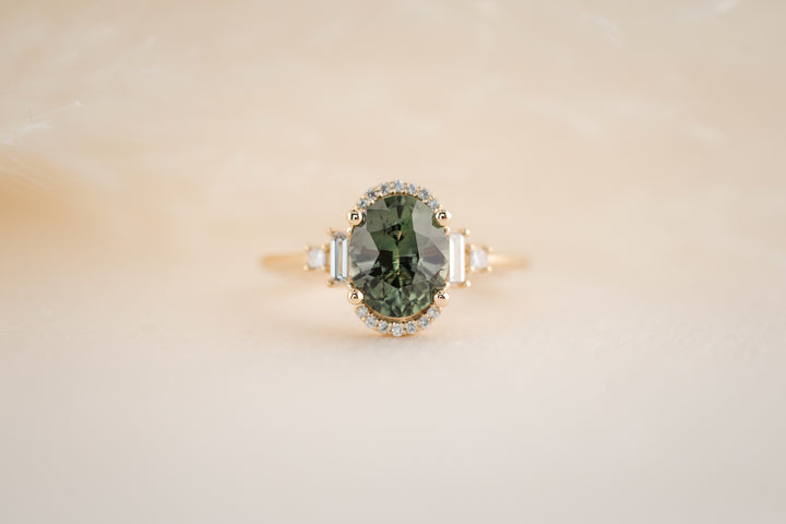 The Sura 2.22 CT Oval Forest Green Sapphire Ring