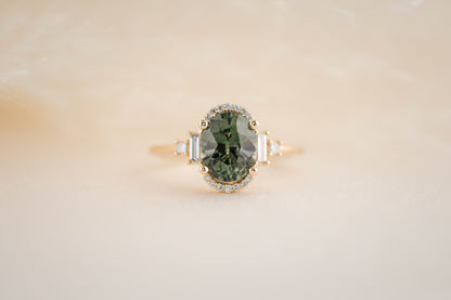 The Sura 2.22 CT Oval Forest Green Sapphire Ring - Lavender Creek Gems 