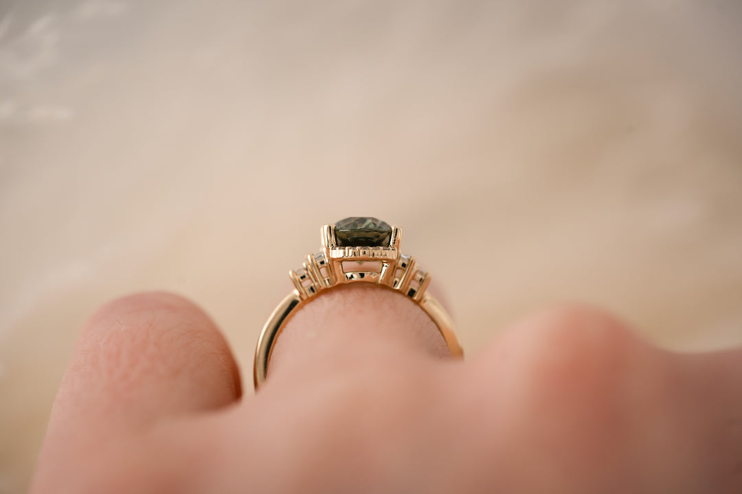 The Sura 2.22 CT Oval Forest Green Sapphire Ring