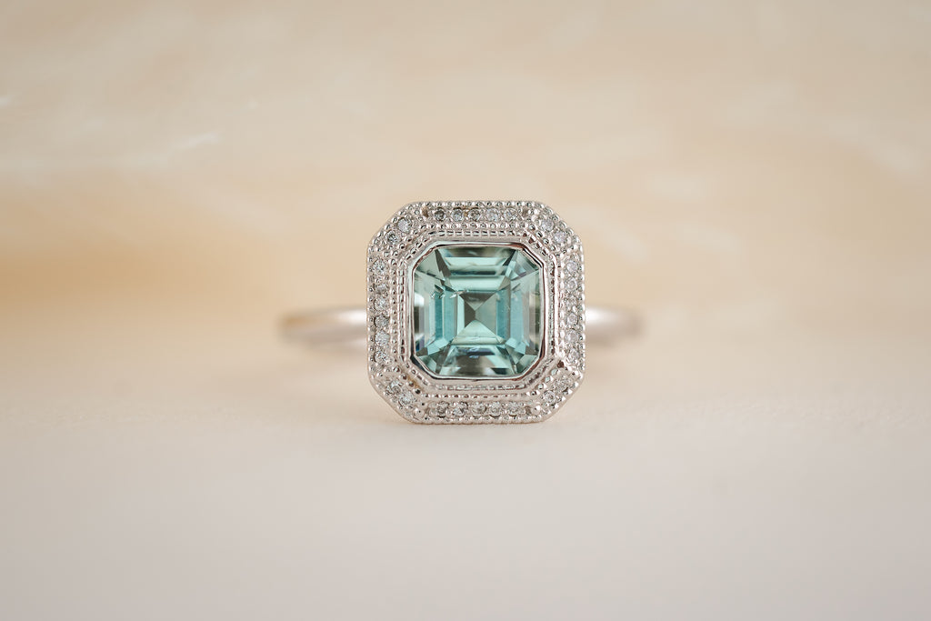 The Satine 1.57 CT Seafoam Tourmaline Ring - Lavender Creek Gems 