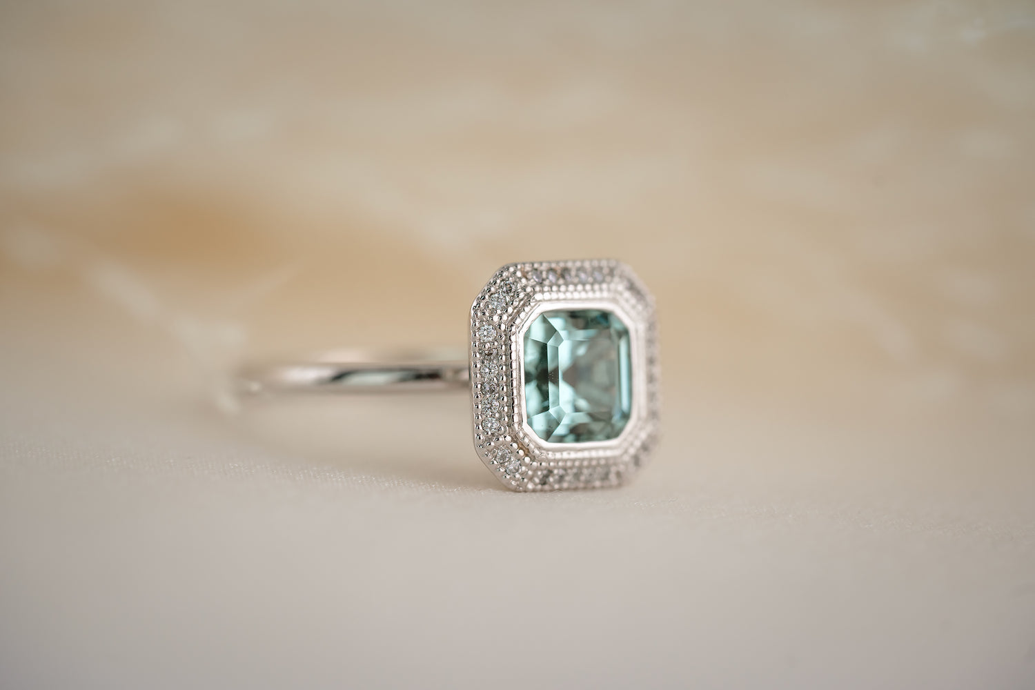 The Satine 1.57 CT Seafoam Tourmaline Ring - Lavender Creek Gems 