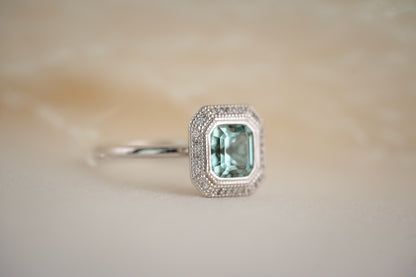 The Satine 1.57 CT Seafoam Tourmaline Ring - Lavender Creek Gems 
