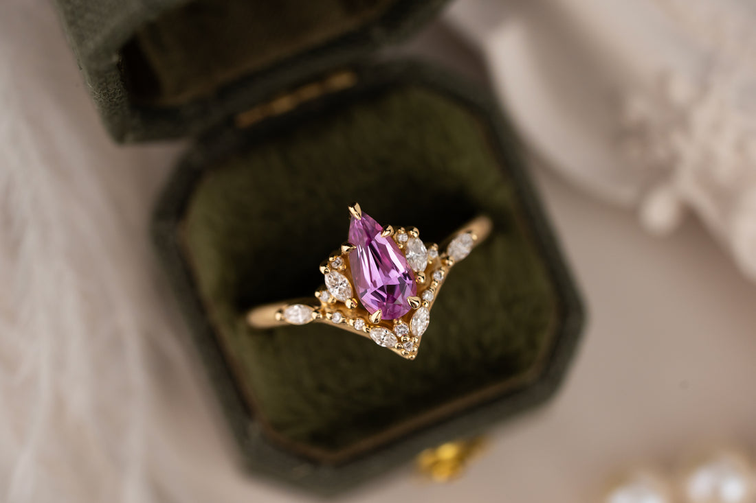 The Aurora Ring | 0.9 CT Pear Pink Sapphire - Lavender Creek Gems 