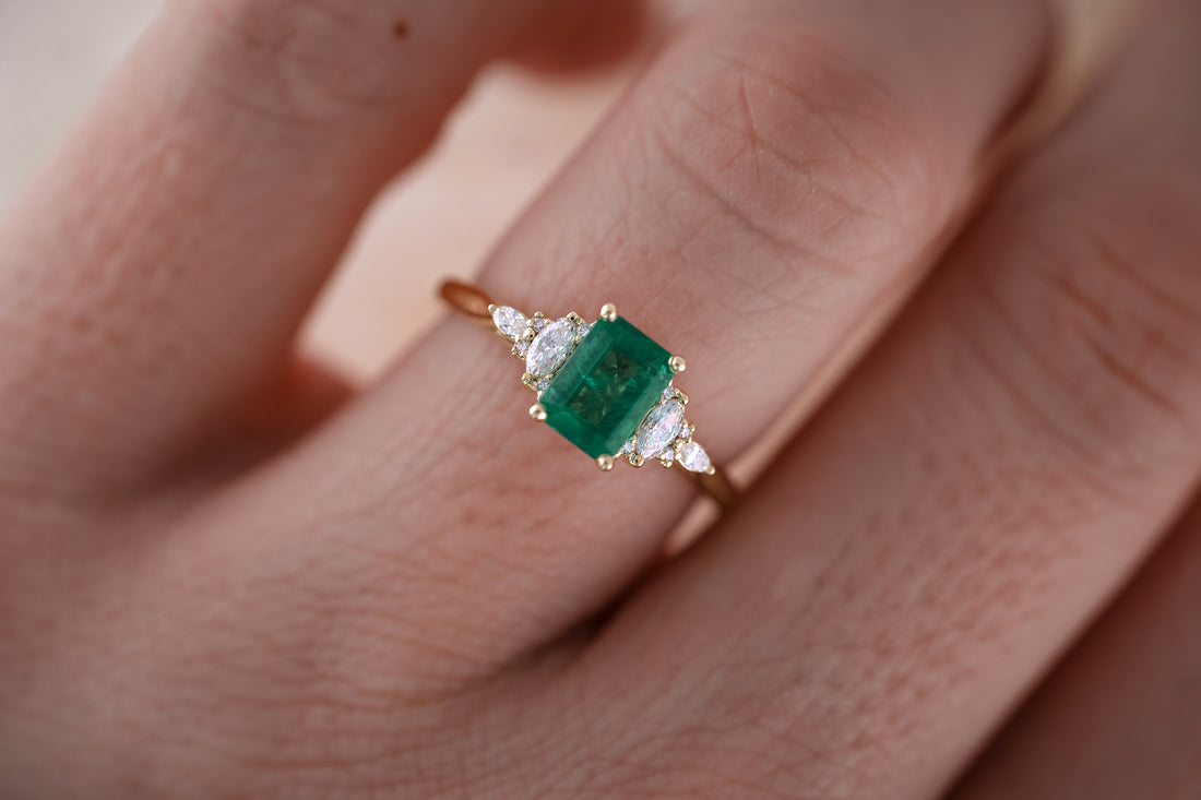 The Maeve 0.83 CT Emerald Cut Emerald Ring - Lavender Creek Gems 