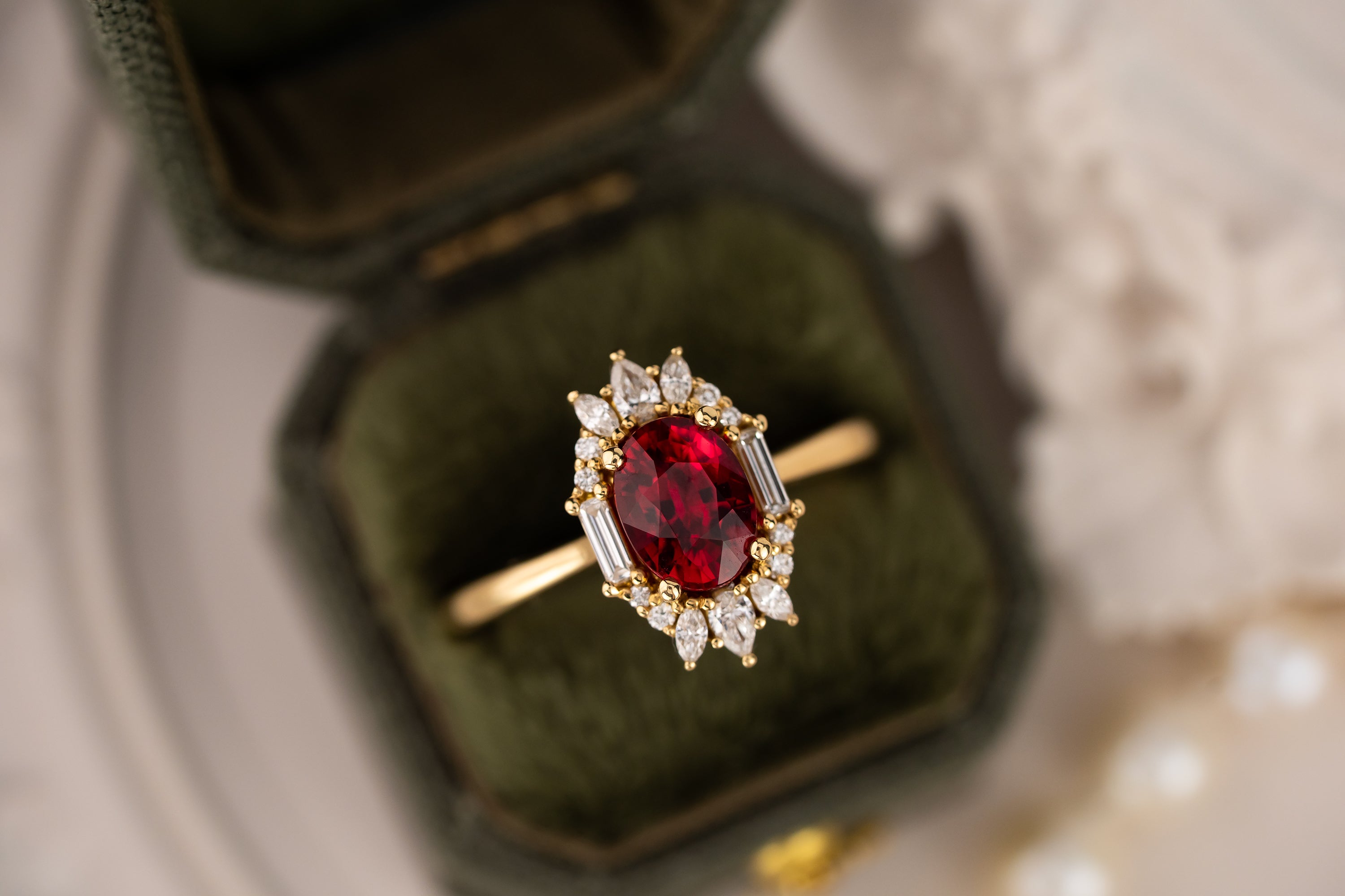 The Georgia Wedding Set | 1.55 CT Mozambique Ruby - GIA Certified - Lavender Creek Gems 