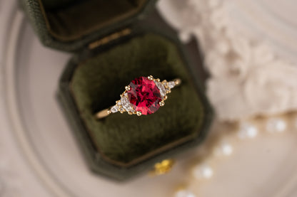 The Maeve Ring | 1.92 CT Oval Red Spinel - Lavender Creek Gems 