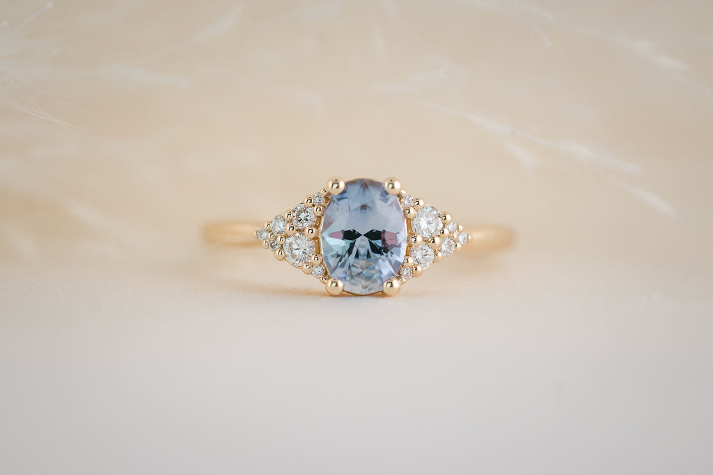 The Tiny Bubbles Ring - 0.85 CT Oval Periwinkle Sapphire - Lavender Creek Gems 