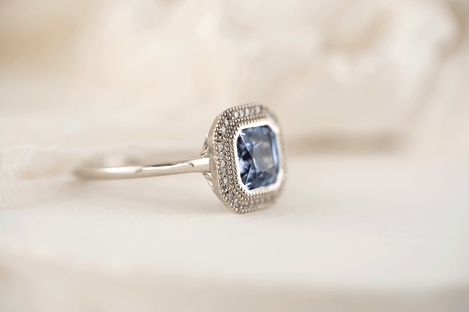 The Satine Ring | 1.95 CT Asscher Cornflower Blue Sapphire - Lavender Creek Gems 