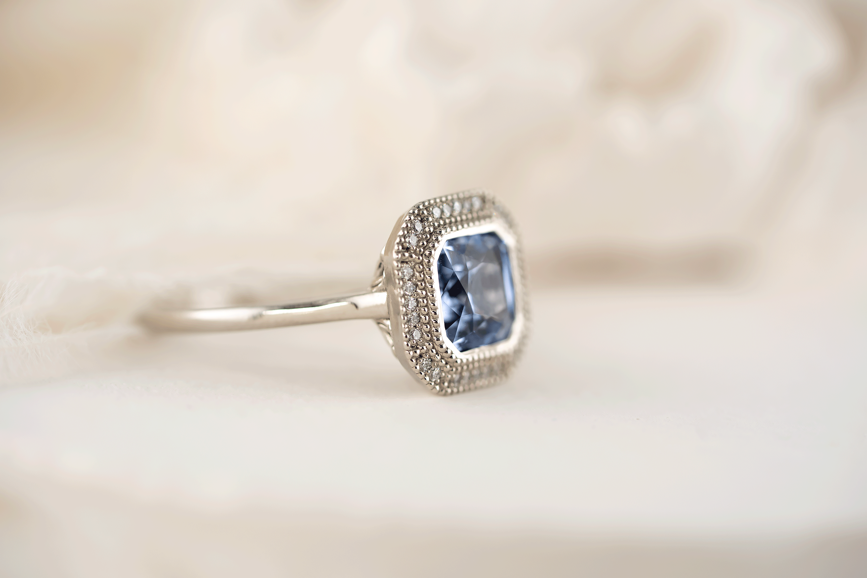 The Satine Ring | 1.95 CT Asscher Cornflower Blue Sapphire - Lavender Creek Gems 