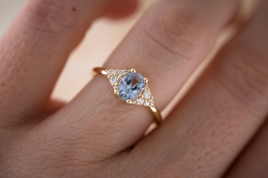 The Tiny Bubbles Ring - 0.85 CT Oval Periwinkle Sapphire - Lavender Creek Gems 