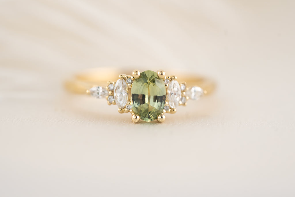 The Maeve Ring  - 0.62 CT Oval Mint Green Sapphire - Lavender Creek Gems 