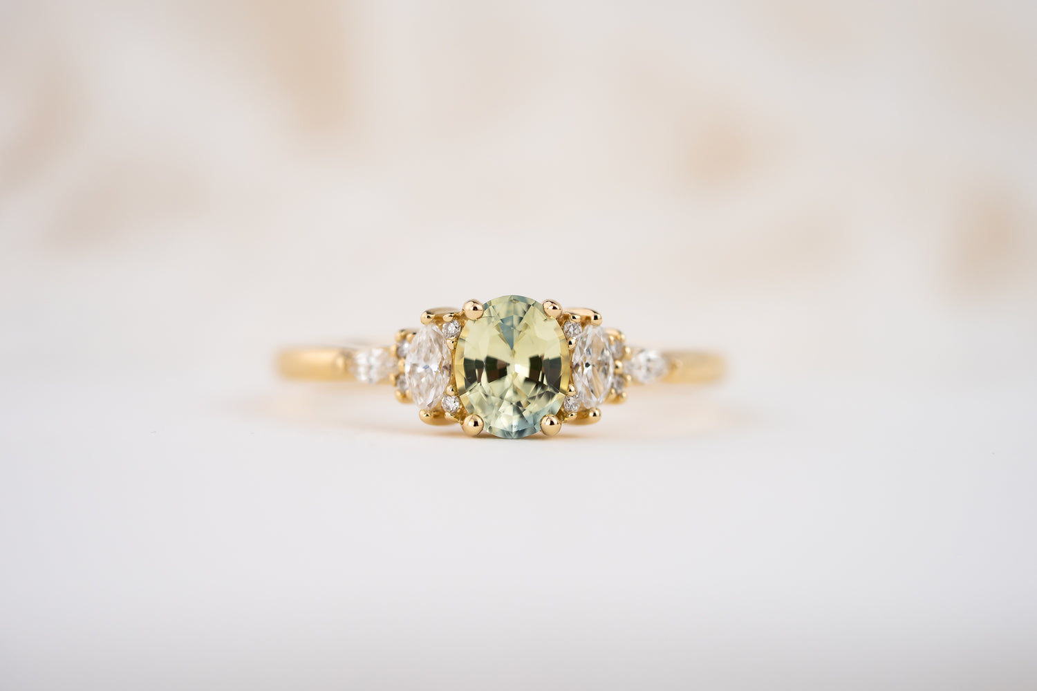 The Mini Maeve Ring | 0.71 CT Oval Bicolor Light Mint Blue Sapphire - Lavender Creek Gems 