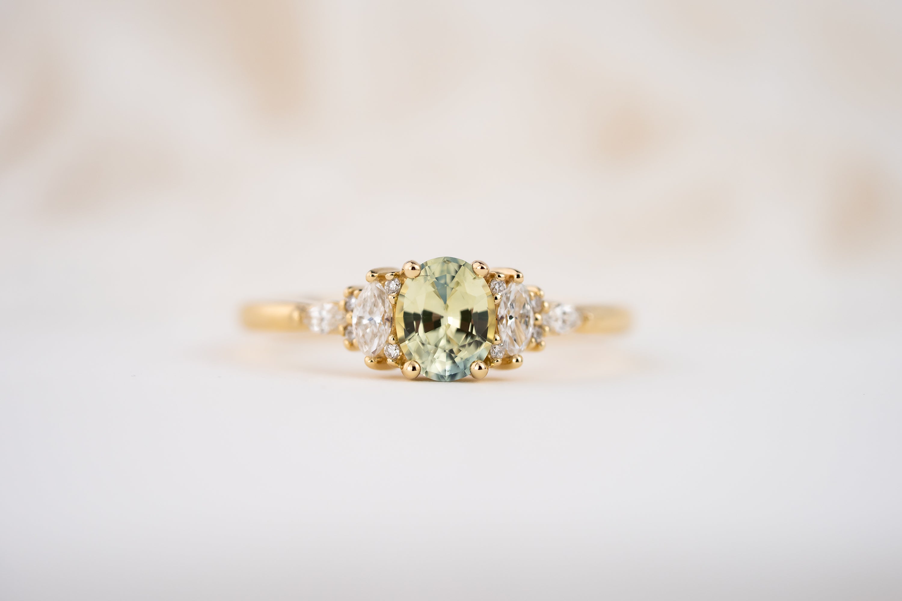 The Mini Maeve Ring | 0.71 CT Oval Bicolor Light Mint Blue Sapphire - Lavender Creek Gems 