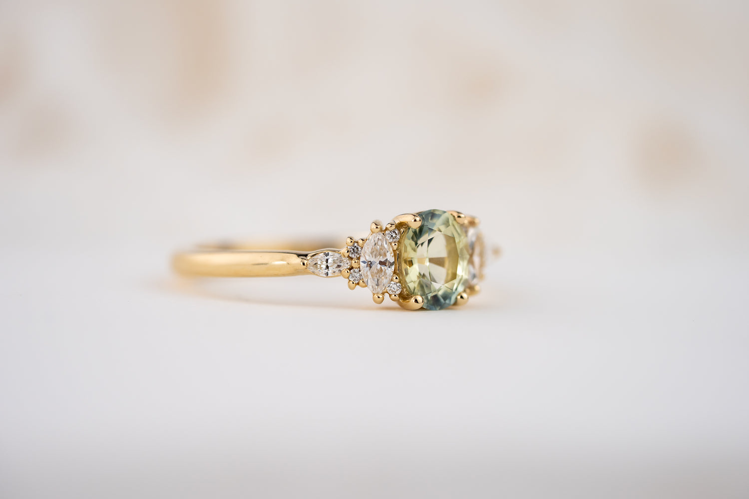 The Mini Maeve Ring | 0.71 CT Oval Bicolor Light Mint Blue Sapphire - Lavender Creek Gems 