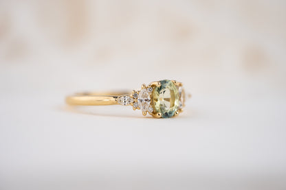 The Mini Maeve Ring | 0.71 CT Oval Bicolor Light Mint Blue Sapphire - Lavender Creek Gems 