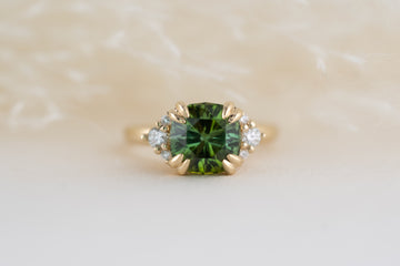 The Paloma 3.1 CT Cushion Green Tourmaline Ring - Lavender Creek Gems 