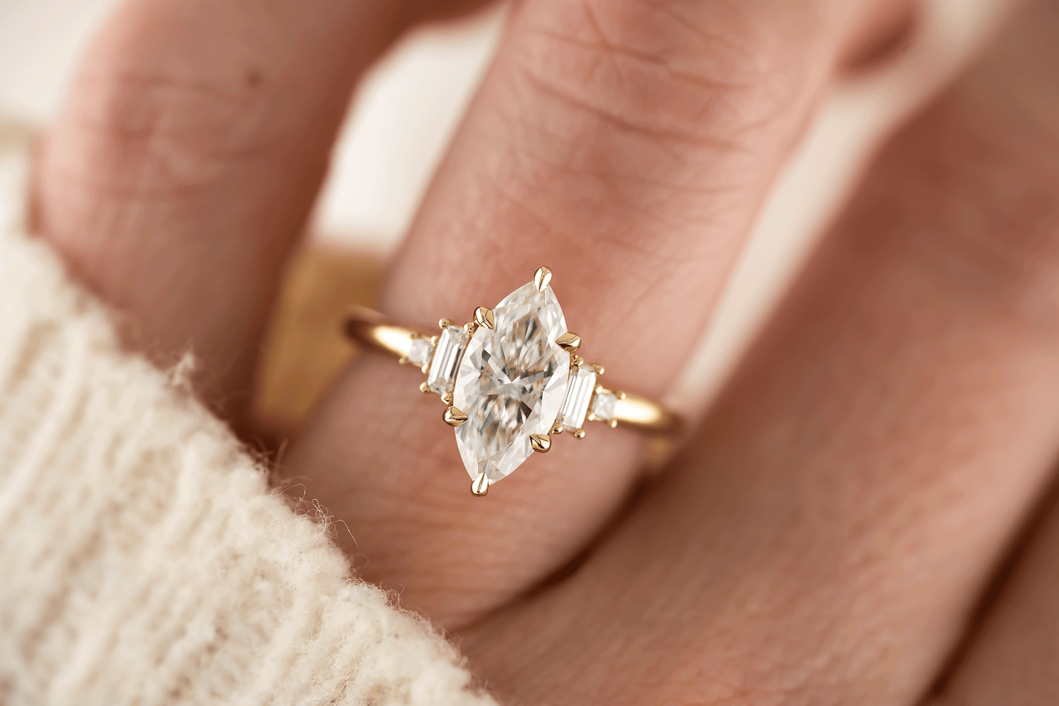 The Mira Ring | Marquise Diamond (High Set)