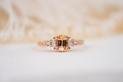 The Maeve Ring | 1.05 CT Peachy Apricot Oval Sapphire - Lavender Creek Gems 